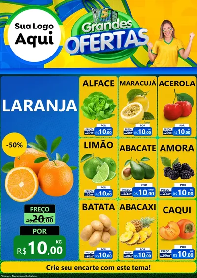 Modelo de Encarte para Encarte A4 Vertical com o tema Grandes Ofertas para Hortifrúti