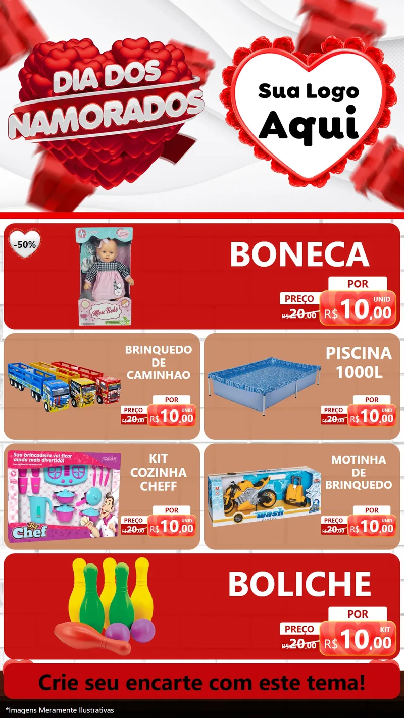 Modelo de TV para TV Vertical com o tema Dia dos Namorados para Brinquedos
