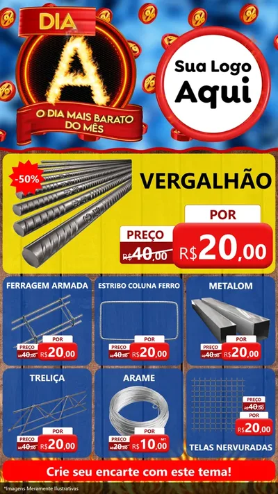 Modelo de Rede Social para Stories com o tema Dia A - O Dia Mais Barato Do Mês para Ferragens