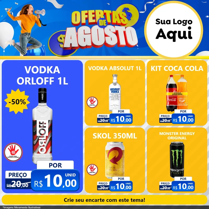 Modelo de Rede Social para Feed Facebook com o tema Ofertas de Agosto para Distribuidora de bebidas