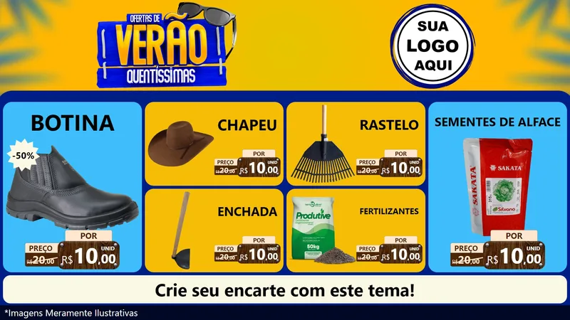 Modelo de TV para TV Horizontal com o tema Ofertas de Verão Quentíssimas para Agropecuária