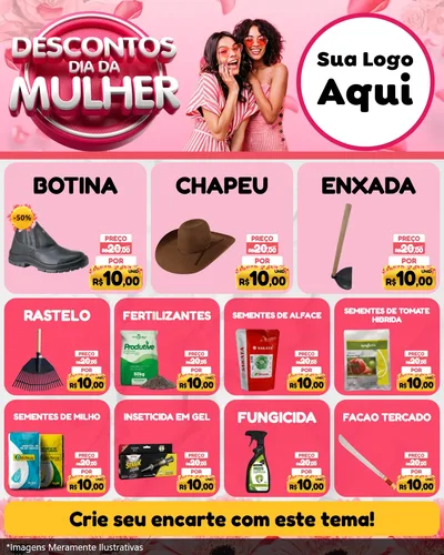 Modelo de Rede Social para Feed Instagram com o tema Descontos Dia da Mulher para Agropecuária
