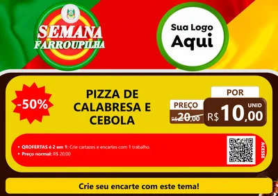 Modelo de Cartaz para Cartaz A4 Horizontal com o tema Semana Farroupilha para Pizzaria