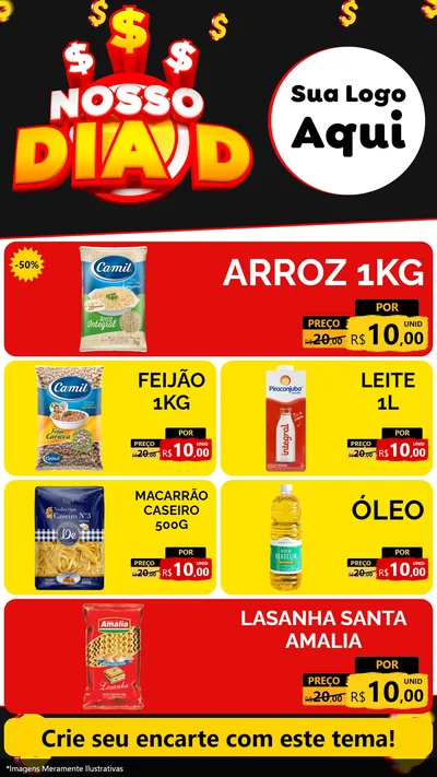 Modelo de TV para TV Vertical com o tema Nosso Dia D para Supermercado