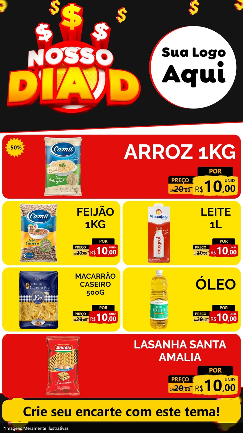 Modelo de TV para TV Vertical com o tema Nosso Dia D para Supermercado