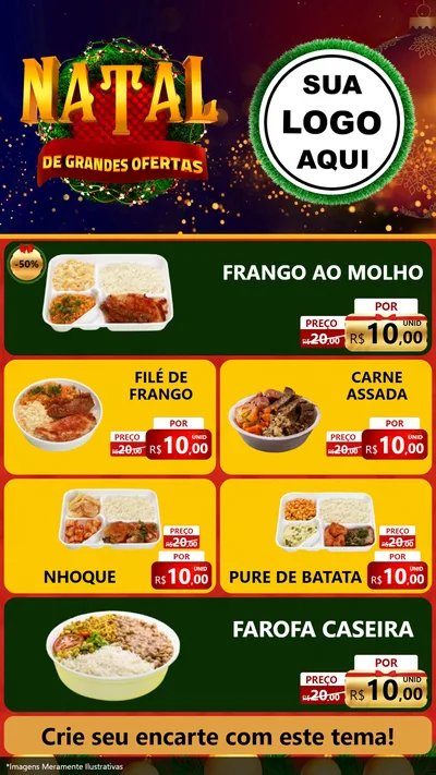 Modelo de TV para TV Vertical com o tema Natal de Grandes Ofertas para Restaurante