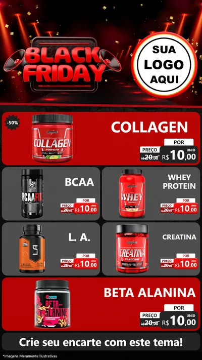 Modelo de TV para TV Vertical com o tema Black Friday para Suplementos alimentares
