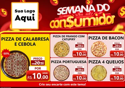 Modelo de Encarte para Encarte A4 Horizontal com o tema Semana do Consumidor para Pizzaria