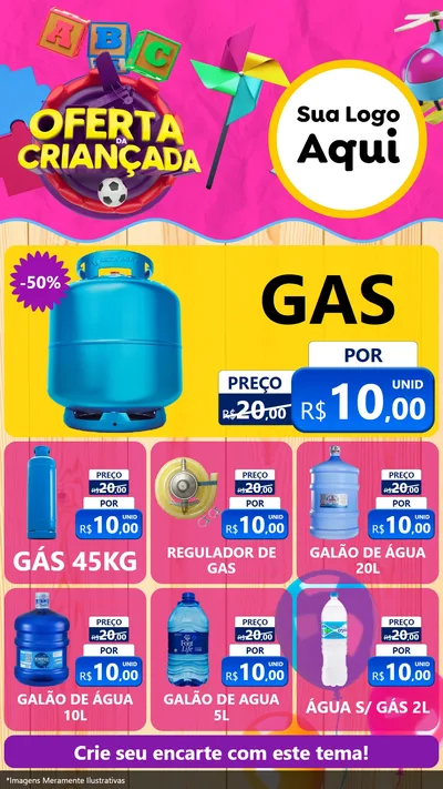 Modelo de Rede Social para Stories com o tema Oferta da Criançada para Água e gás