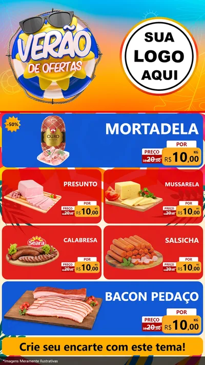 Modelo de TV para TV Vertical com o tema Verão de Ofertas para Frios e Laticínios