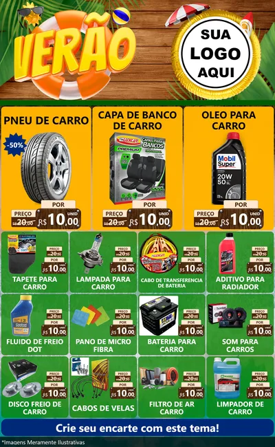 Modelo de Encarte para Encarte Grande com o tema Verão para Auto peças