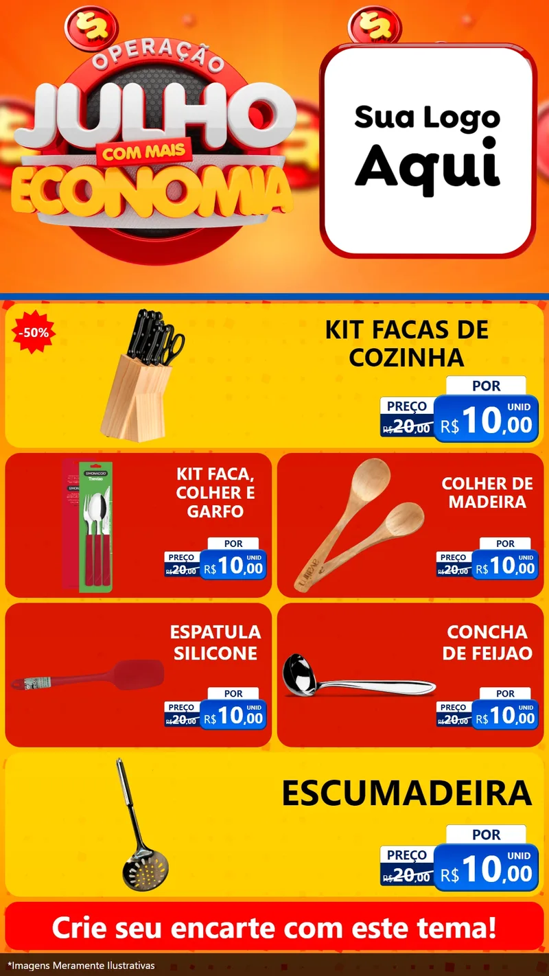 Modelo de TV para TV Vertical com o tema Operação Julho Com Mais Economia para Utilidades Domésticas