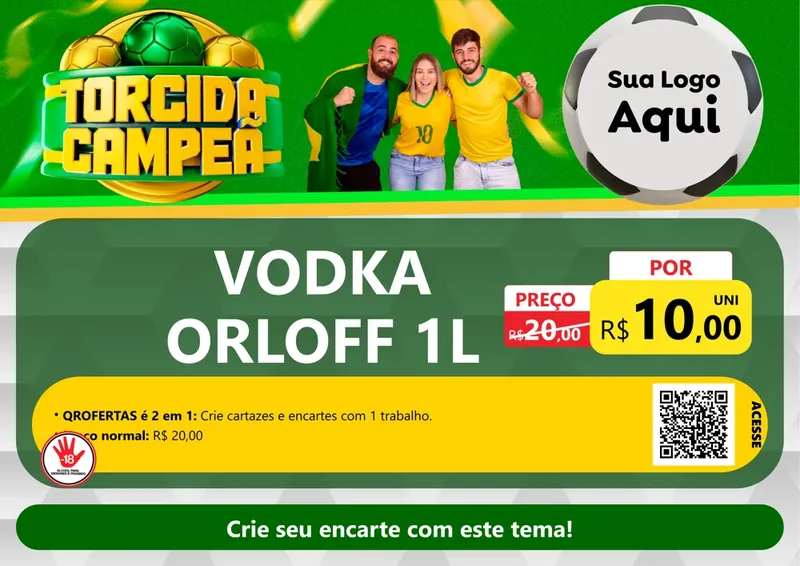 Modelo de Cartaz para Cartaz A4 Horizontal com o tema Torcida Campeã - Copa para Distribuidora de bebidas