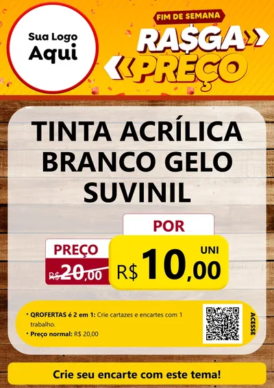 Modelo de Cartaz para Cartaz A4 Vertical com o tema Fim de Semana Rasga Preços para Tintas e Ferramentas