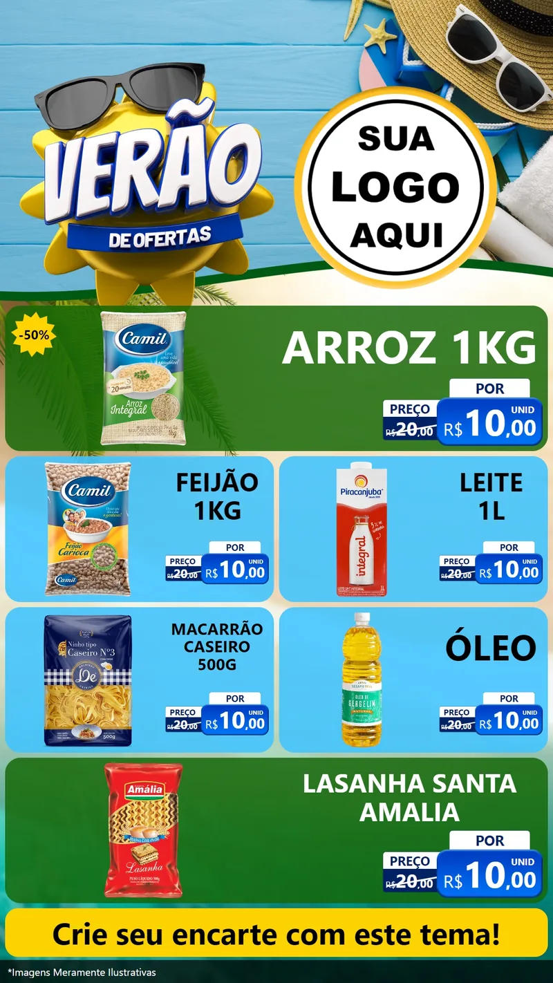 Modelo de TV para TV Vertical com o tema Verão de Ofertas para Supermercado
