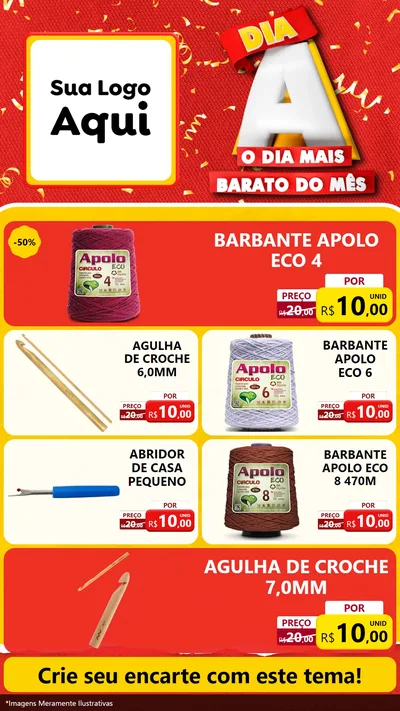 Modelo de TV para TV Vertical com o tema Dia A o Dia Mais Barato do Mês para Armarinho e Aviamentos