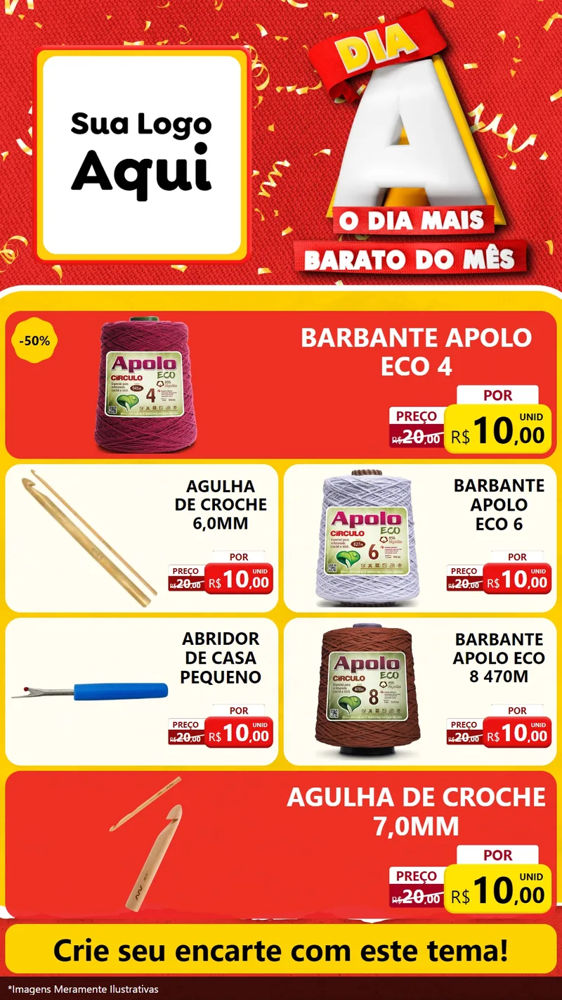 Modelo de TV para TV Vertical com o tema Dia A o Dia Mais Barato do Mês para Armarinho e Aviamentos