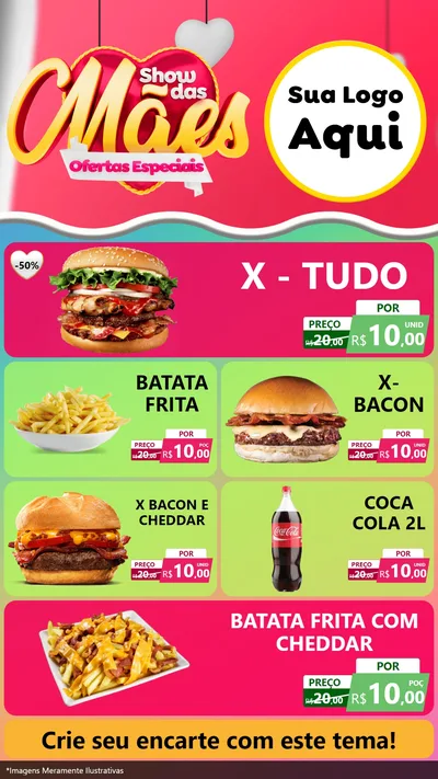 Modelo de TV para TV Vertical com o tema Show das Mães - Ofertas Especiais para Hamburgueria