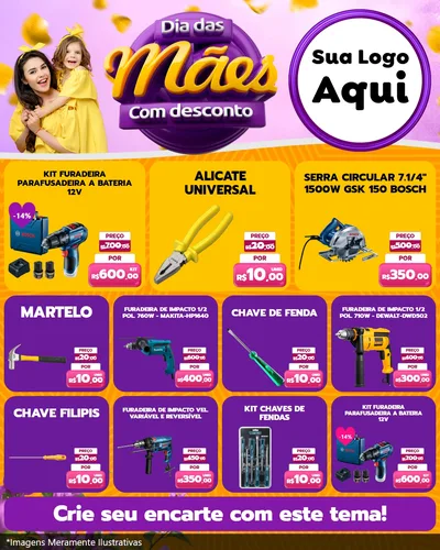 Modelo de Rede Social para Feed Instagram com o tema Dia das Mães com Desconto para Maquinas e Ferramentas