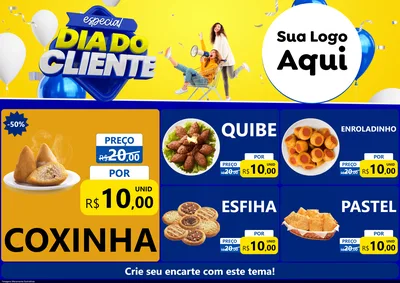Modelo de Encarte para Encarte A4 Horizontal com o tema Especial Dia do Cliente para Salgadaria
