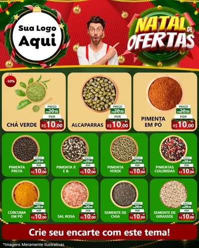 Modelo de Rede Social para Feed Instagram com o tema Natal de Ofertas para Produtos Naturais