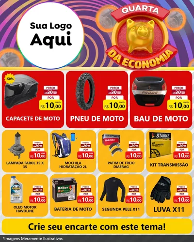Modelo de Rede Social para Feed Instagram com o tema Quarta da Economia para Moto peças