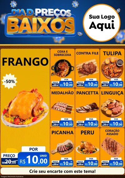 Modelo de Encarte para Encarte A4 Vertical com o tema Dia D Preço Baixo para Assados