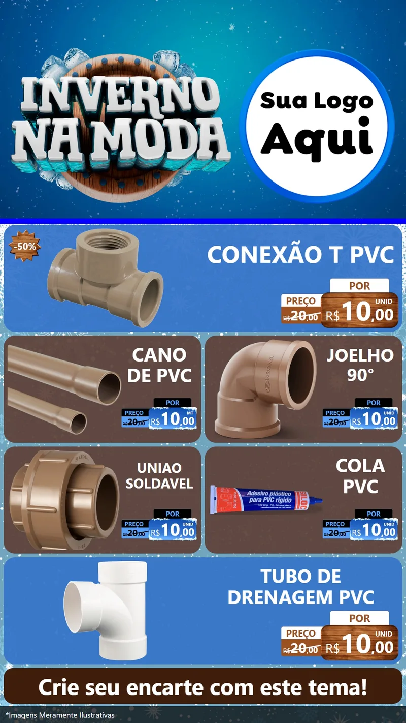 Modelo de TV para TV Vertical com o tema Inverno na Moda para Tubos e conexões
