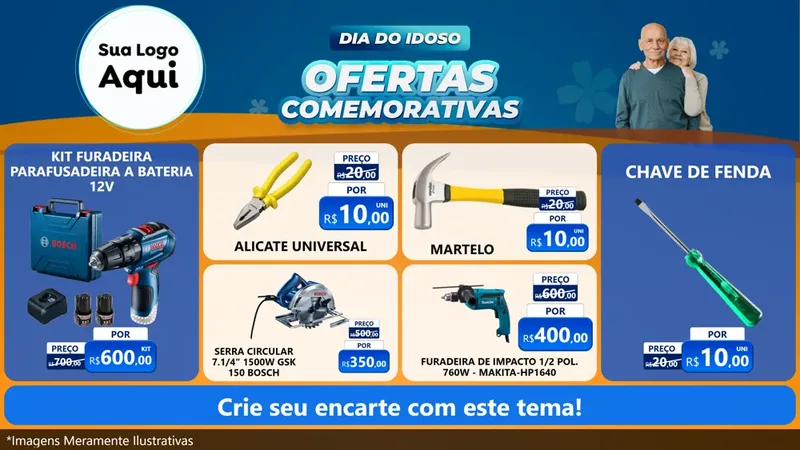 Modelo de TV para TV Horizontal com o tema Dia do Idoso para Maquinas e Ferramentas