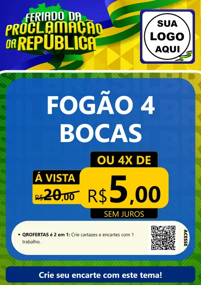 Modelo de Cartaz para Cartaz A4 Vertical com o tema Feriado da Proclamação da República para Móveis e Eletro
