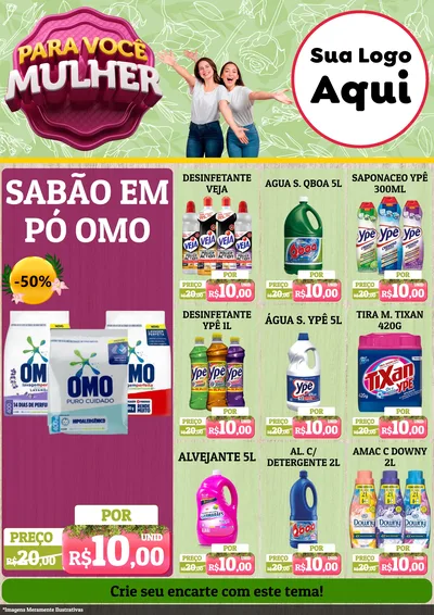 Modelo de Encarte para Encarte A4 Vertical com o tema Para Você Mulher para Produtos de Limpeza