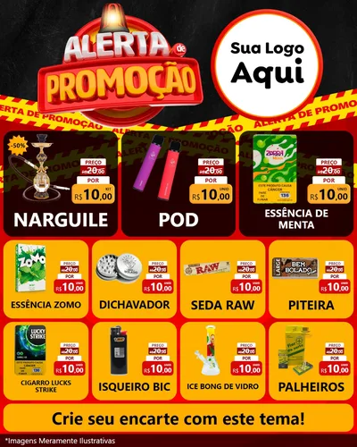 Modelo de Rede Social para Feed Instagram com o tema Alerta de Promoção para Tabacaria