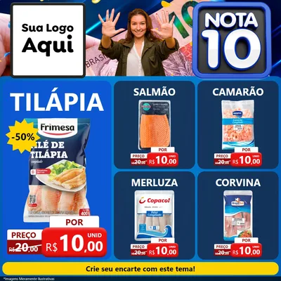 Modelo de Rede Social para Feed Facebook com o tema Nota 10 para Peixaria