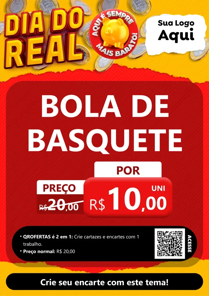 Modelo de Cartaz para Cartaz A4 Vertical com o tema Dia Do Real para Artigos Esportivos