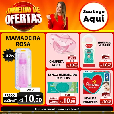 Modelo de Rede Social para Feed Facebook com o tema Janeiro de Ofertas para Bebês