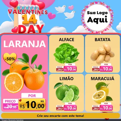 Modelo de Rede Social para Feed Facebook com o tema Valentine's Day para Hortifrúti