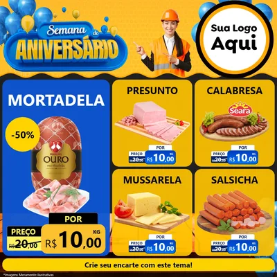 Modelo de Rede Social para Feed Facebook com o tema Semana de Aniversário para Frios e Laticínios