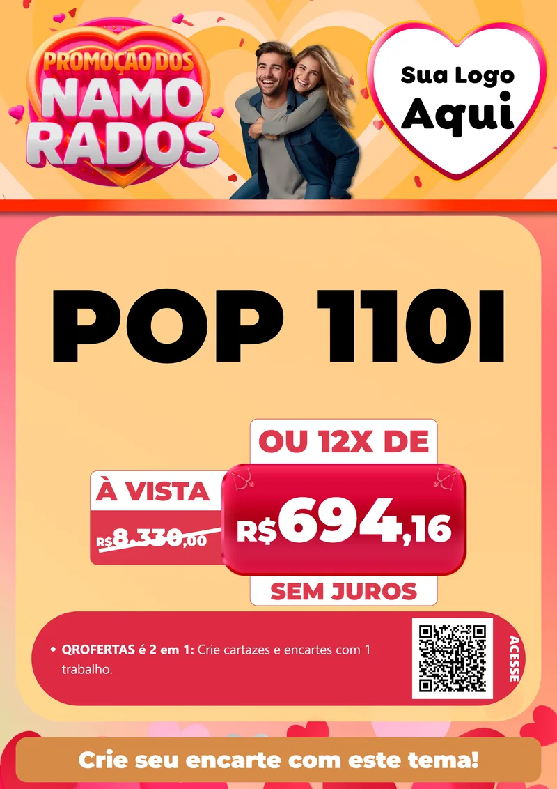 Modelo de Cartaz para Cartaz A4 Vertical com o tema Promoção dos Namorados para Concessionaria de Motos