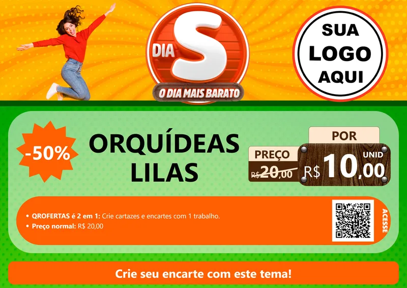 Modelo de Cartaz para Cartaz A4 Horizontal com o tema Dia S - O Dia Mais Barato para Floricultura e jardim
