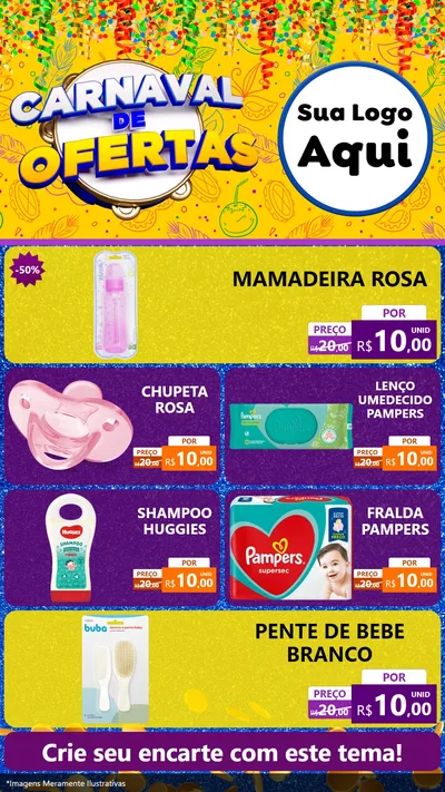 Modelo de TV para TV Vertical com o tema Carnaval de Ofertas para Bebês