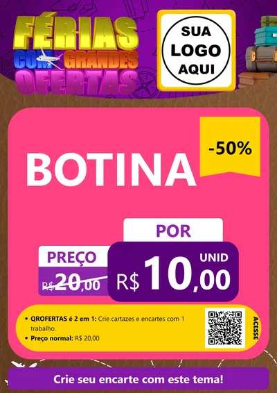 Modelo de Cartaz para Cartaz A4 Vertical com o tema Férias com Grandes Ofertas para Agropecuária