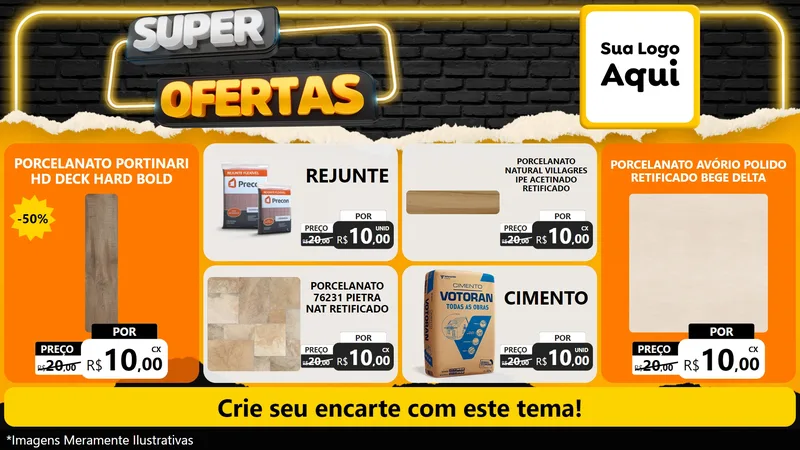 Modelo de TV para TV Horizontal com o tema Super Ofertas para Pisos e revestimentos