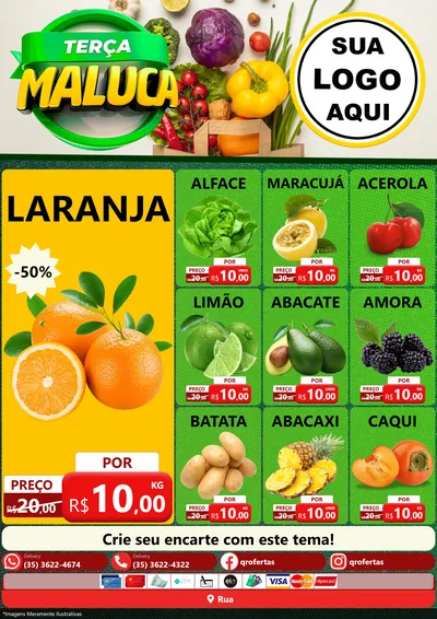 Modelo de Encarte para Encarte A4 Vertical com o tema Terça Maluca - Hortifrúti para Hortifrúti