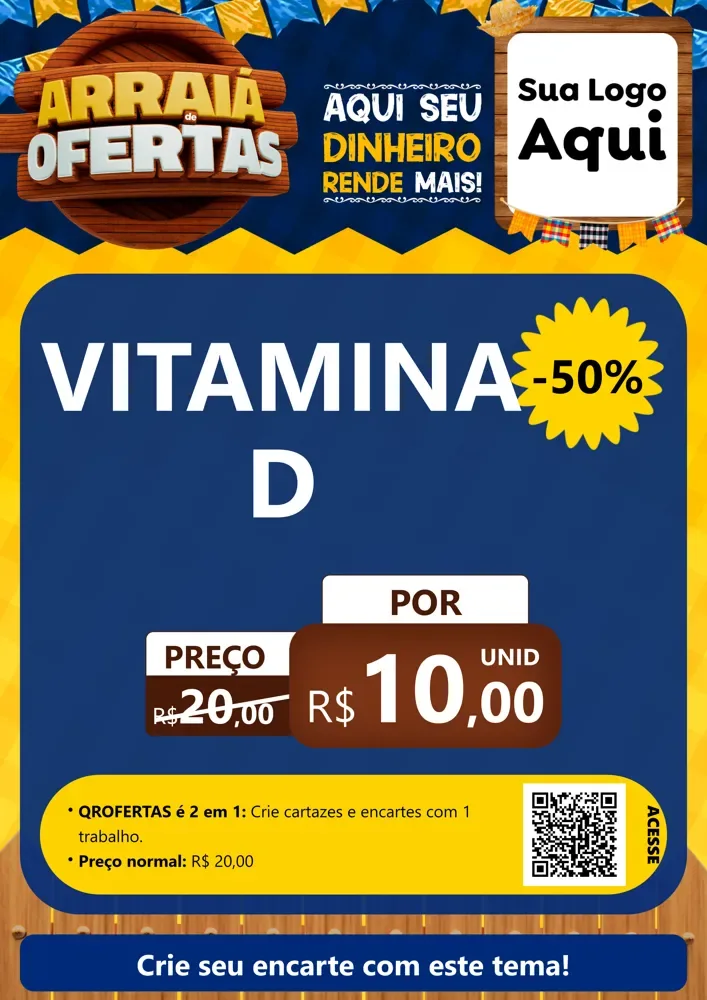 Modelo de Cartaz para Cartaz A4 Vertical com o tema Arraiá de Ofertas - Junina para Farmácia