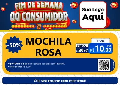 Modelo de Cartaz para Cartaz A4 Horizontal com o tema Fim de Semana do Consumidor para Papelaria