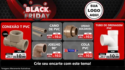 Modelo de TV para TV Horizontal com o tema Black Friday para Tubos e conexões