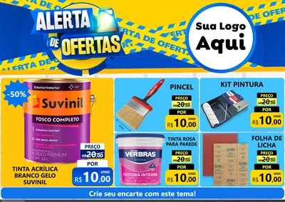 Modelo de Encarte para Encarte A4 Horizontal com o tema Alerta de Ofertas para Tintas e Ferramentas