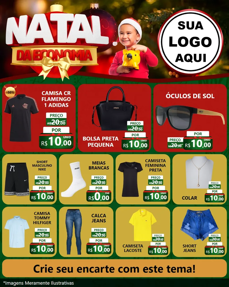 Modelo de Rede Social para Feed Instagram com o tema Natal da Economia para Roupas e acessórios