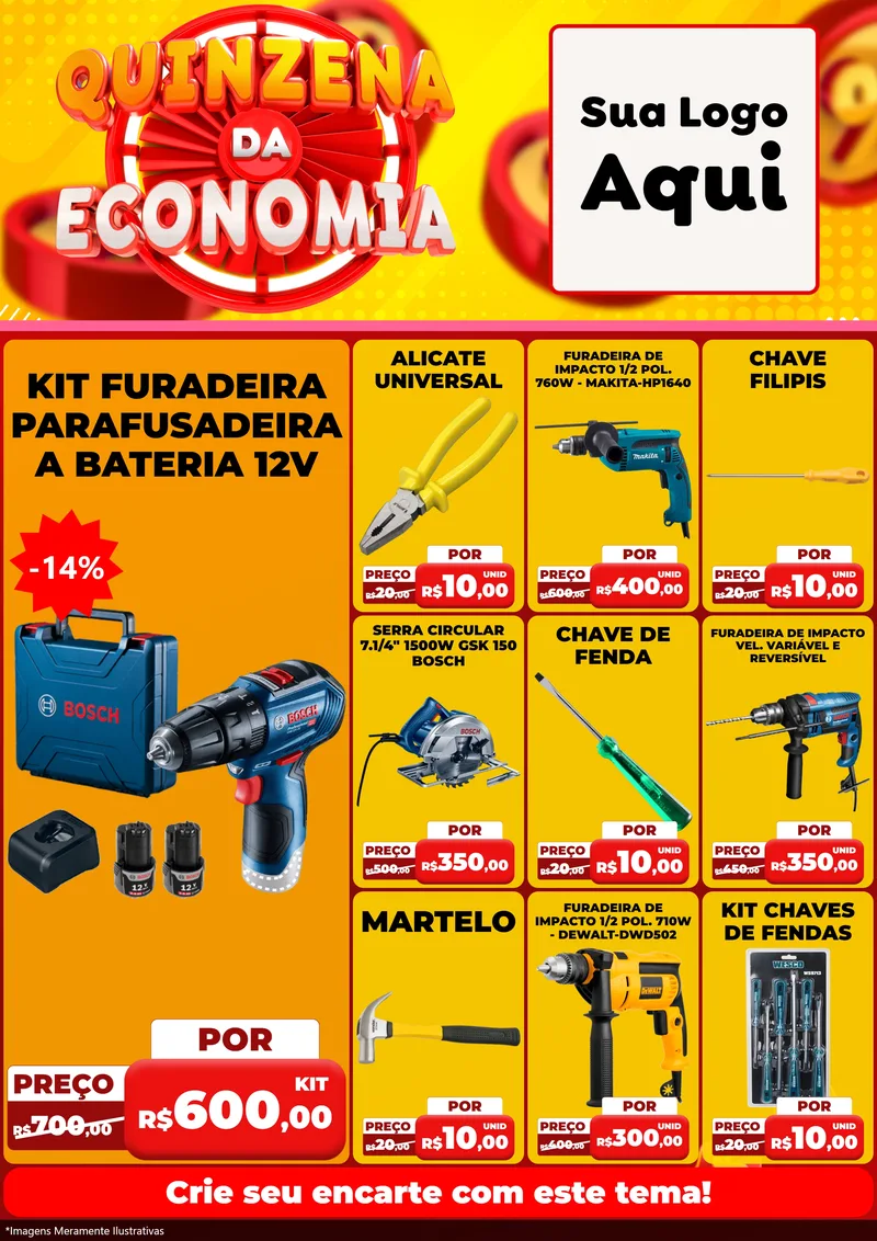 Modelo de Encarte para Encarte A4 Vertical com o tema Quinzena Da Economia para Maquinas e Ferramentas