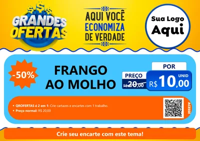 Modelo de Cartaz para Cartaz A4 Horizontal com o tema Grandes Ofertas para Restaurante
